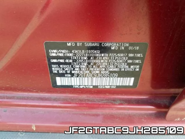 JF2GTABC9JH285109 фото 2