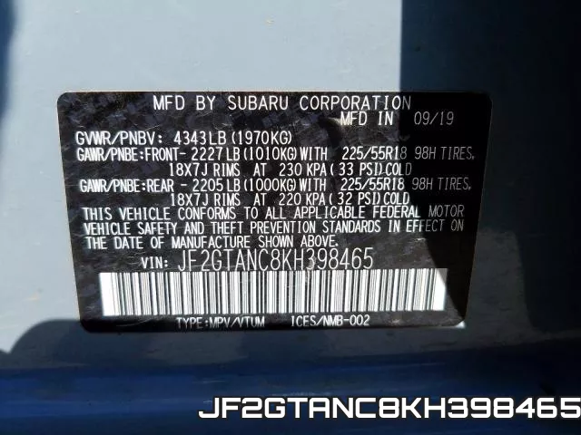 JF2GTANC8KH398465 фото 2