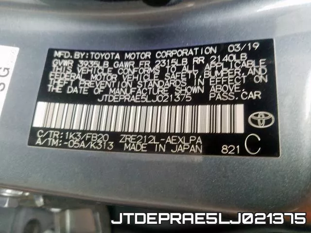 JTDEPRAE5LJ021375 фото 2