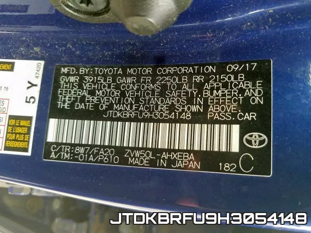 JTDKBRFU9H3054148 фото 2