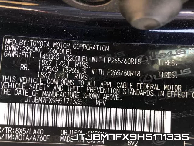 JTJBM7FX9H5171335 фото 2