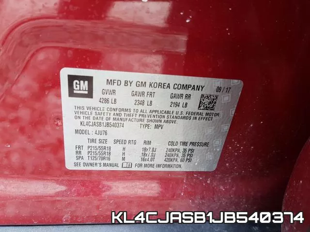KL4CJASB1JB540374 фото 2