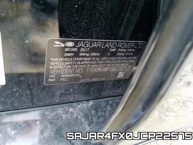 SAJAR4FX0JCP22575 фото 2