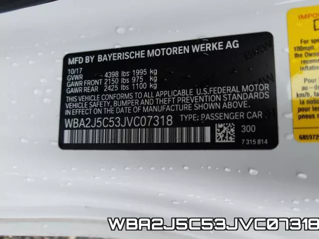 WBA2J5C53JVC07318 фото 2
