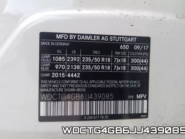 WDCTG4GB6JJ439085 фото 2