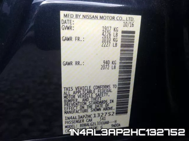 1N4AL3AP2HC132752 фото 2