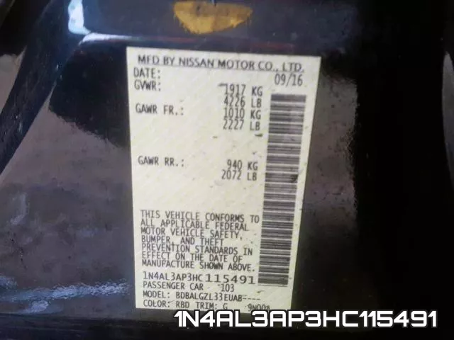 1N4AL3AP3HC115491 фото 2