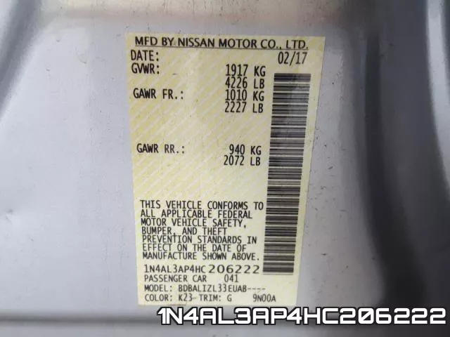 1N4AL3AP4HC206222 фото 2