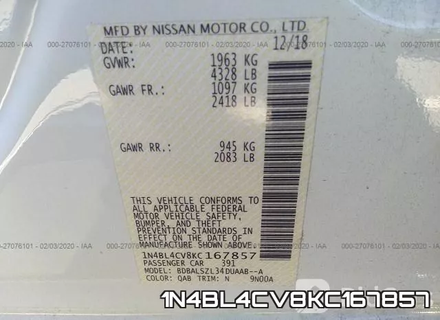 1N4BL4CV8KC167857 фото 10
