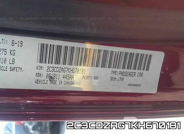2C3CDZAG7KH670181 фото 10