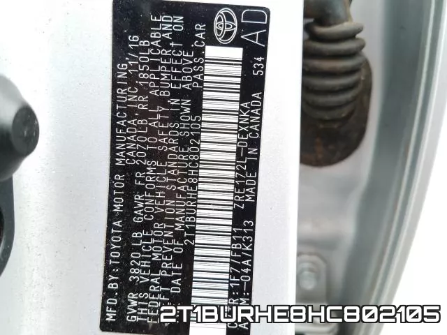 2T1BURHE8HC802105 фото 2