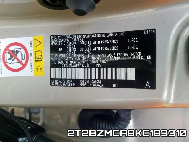 2T2BZMCA8KC183310 фото 2