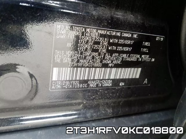 2T3H1RFV0KC018800 фото 2