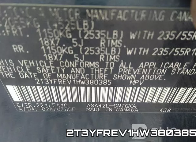 2T3YFREV1HW380385 фото 10