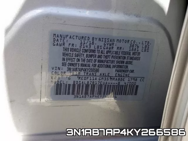 3N1AB7AP4KY266586 фото 2