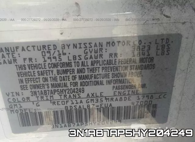 3N1AB7AP5HY204249 фото 10