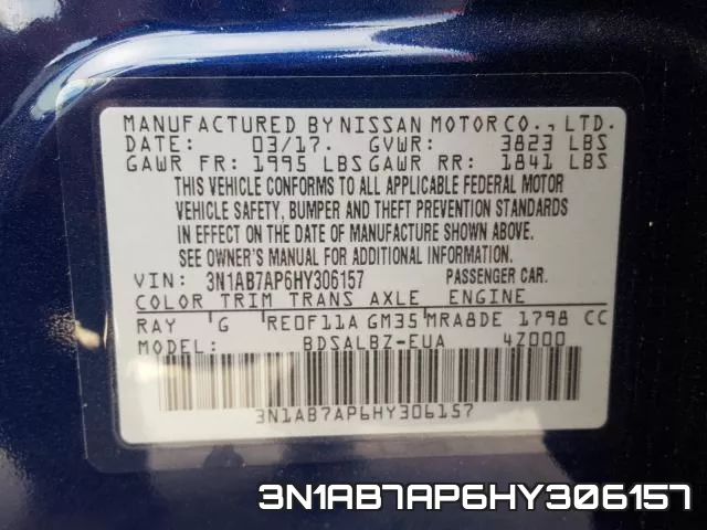 3N1AB7AP6HY306157 фото 2