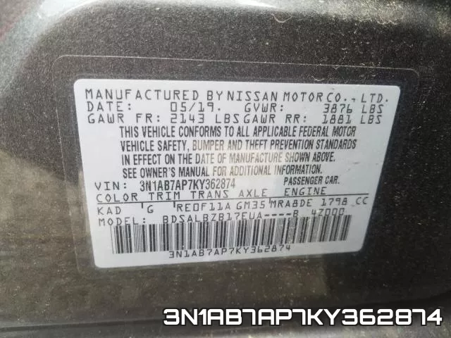 3N1AB7AP7KY362874 фото 2