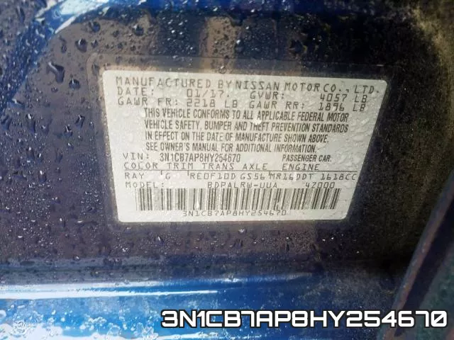 3N1CB7AP8HY254670 фото 2