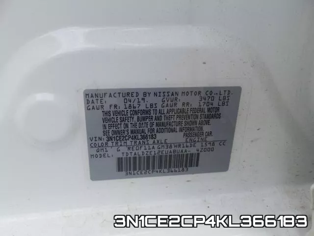 3N1CE2CP4KL366183 фото 2