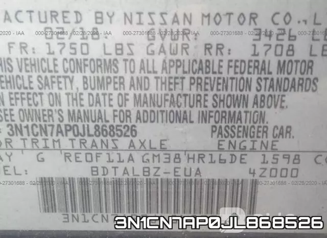 3N1CN7AP0JL868526 фото 10
