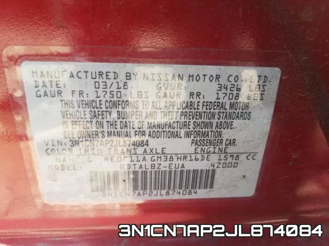 3N1CN7AP2JL874084 фото 2
