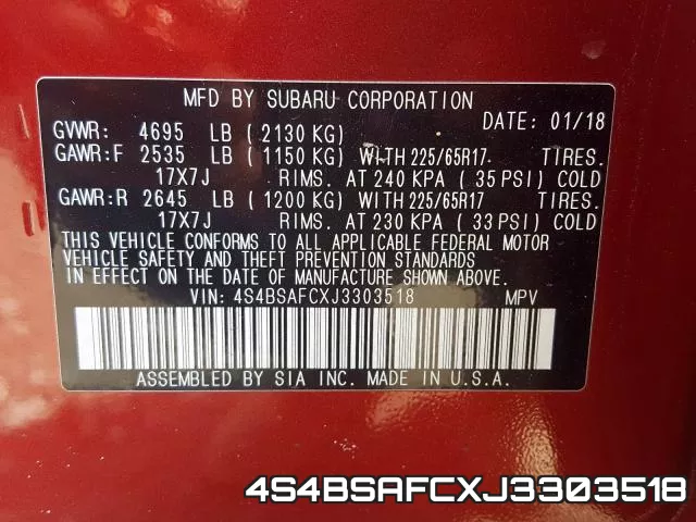 4S4BSAFCXJ3303518 фото 2