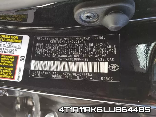 4T1A11AK6LU864485 фото 2