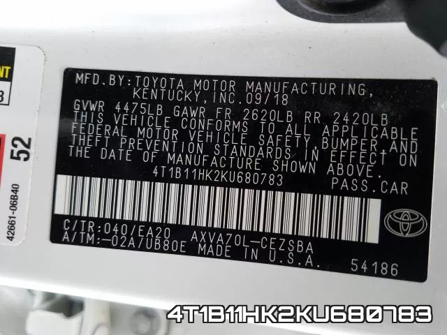 4T1B11HK2KU680783 фото 2