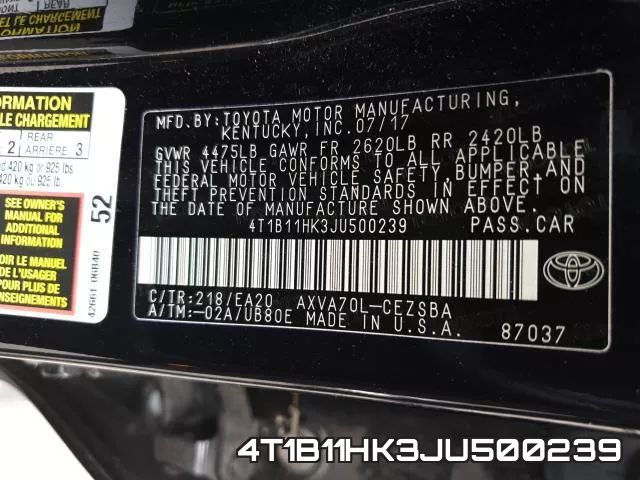 4T1B11HK3JU500239 фото 2