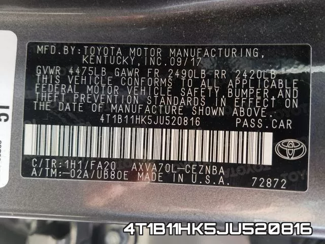 4T1B11HK5JU520816 фото 2