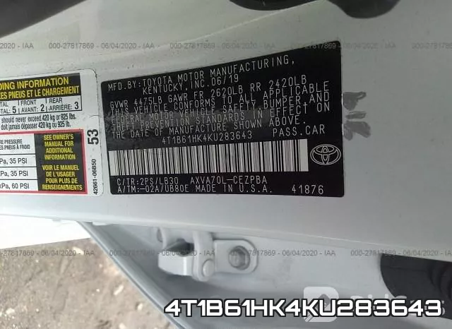 4T1B61HK4KU283643 фото 10