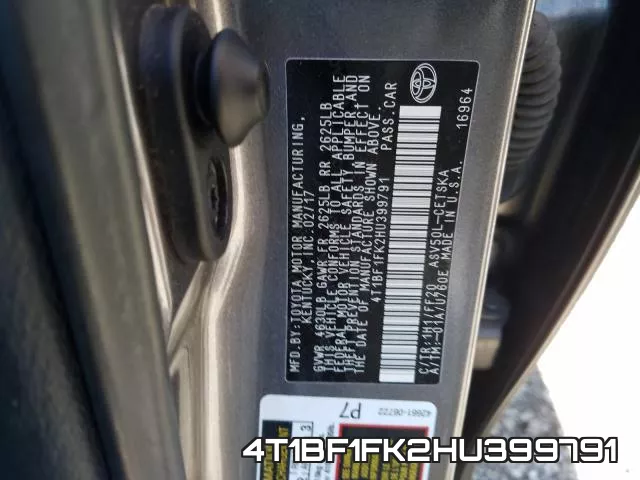 4T1BF1FK2HU399791 фото 2