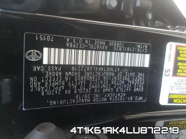 4T1K61AK4LU872218 фото 2