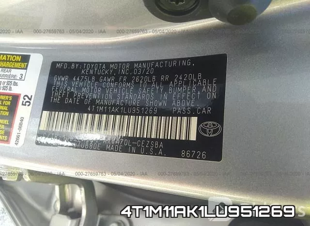 4T1M11AK1LU951269 фото 10