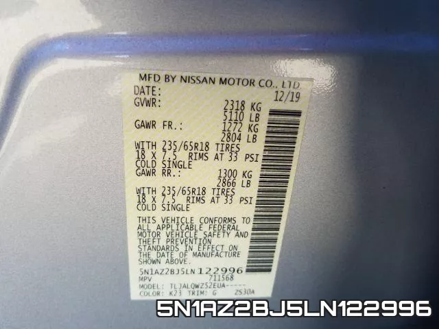 5N1AZ2BJ5LN122996 фото 2