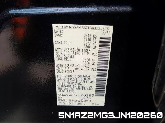 5N1AZ2MG3JN120260 фото 2