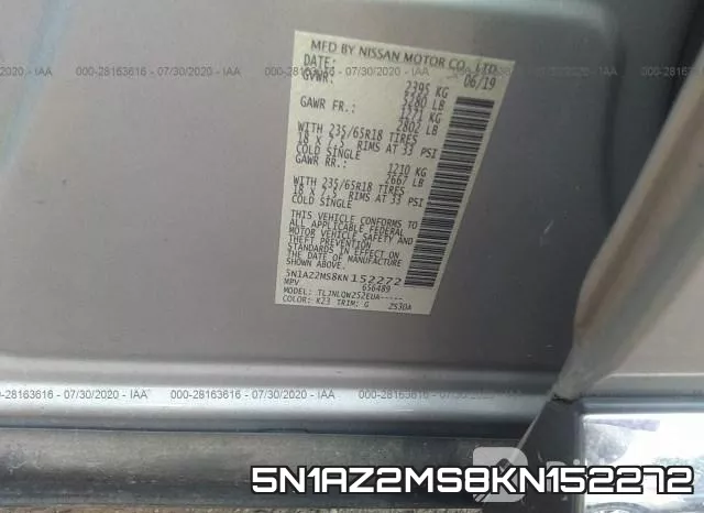 5N1AZ2MS8KN152272 фото 10