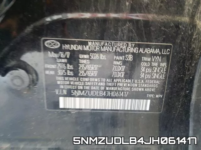 5NMZUDLB4JH061417 фото 2
