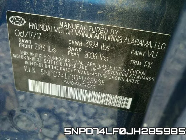 5NPD74LF0JH285985 фото 2