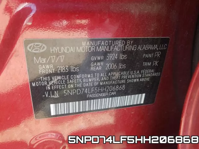 5NPD74LF5HH206868 фото 2