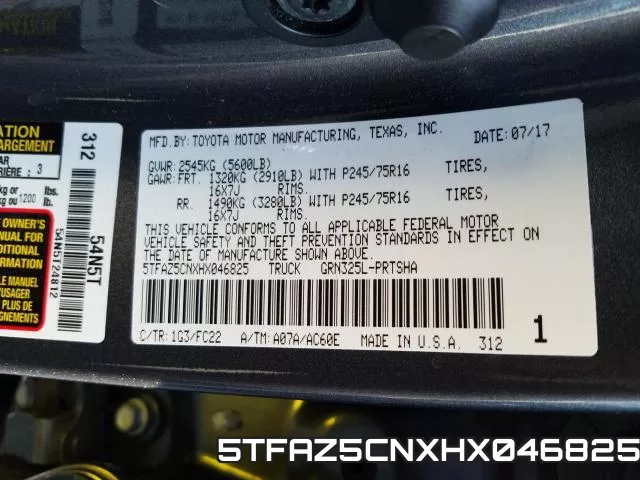 5TFAZ5CNXHX046825 фото 2