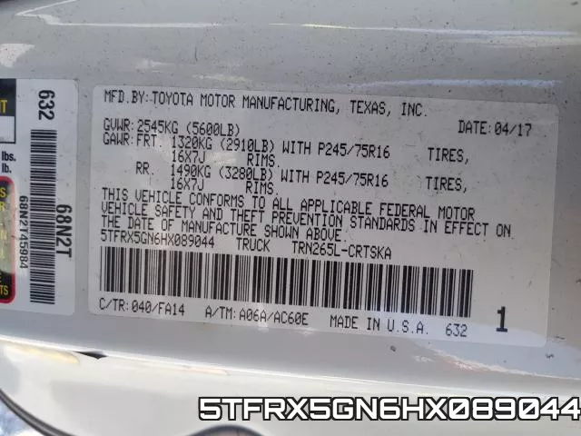 5TFRX5GN6HX089044 фото 2
