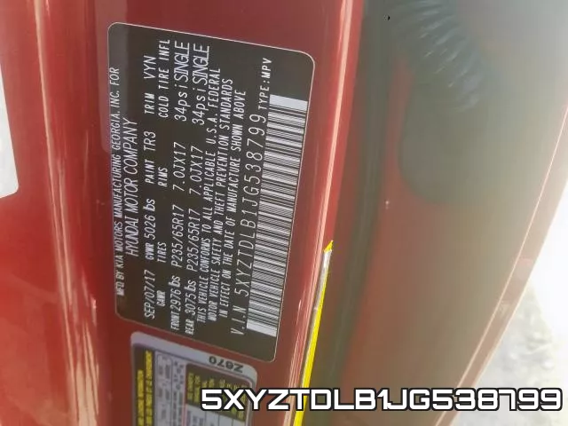 5XYZTDLB1JG538799 фото 2