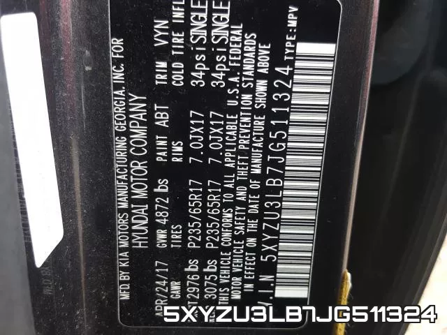 5XYZU3LB7JG511324 фото 2