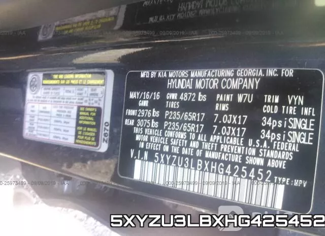 5XYZU3LBXHG425452 фото 10