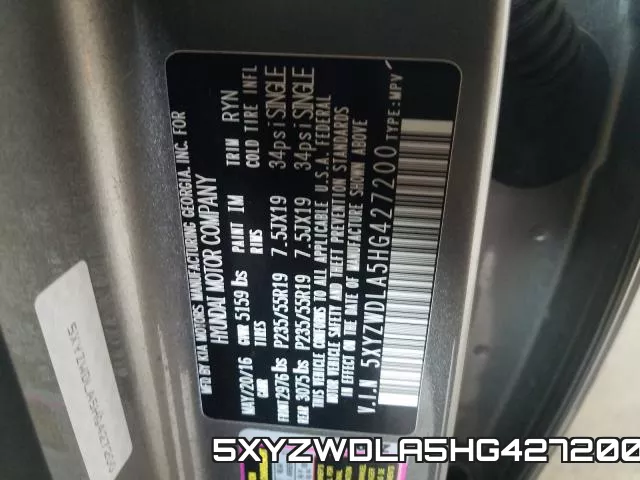 5XYZWDLA5HG427200 фото 2