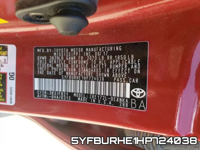 5YFBURHE1HP724038 фото 2