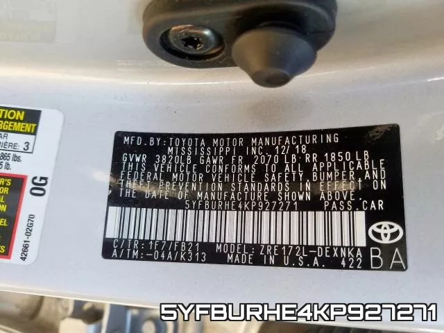 5YFBURHE4KP927271 фото 2