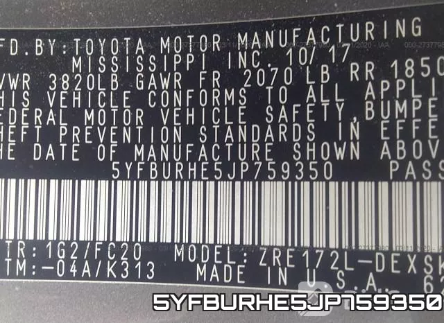 5YFBURHE5JP759350 фото 10